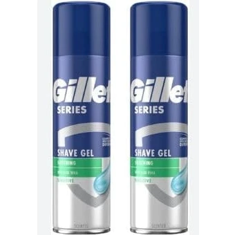 Image of 2 x 200ml Men Shaving Gel Aloe Vera Sensitive Skin Face Fresh Scent