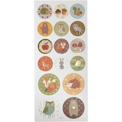 Image of Stickers Forest animals, sheet 10x23 cm, approx. 16 pc, forrest 1sheet