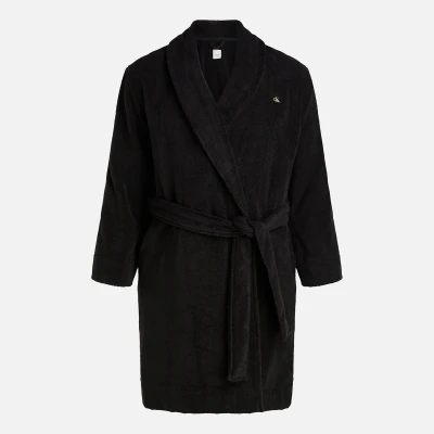 Image of Calvin Klein Underwear Comfort French Terry ROBE Cotton Dressing gown, Men&#039;s, Size: S/M, Black
