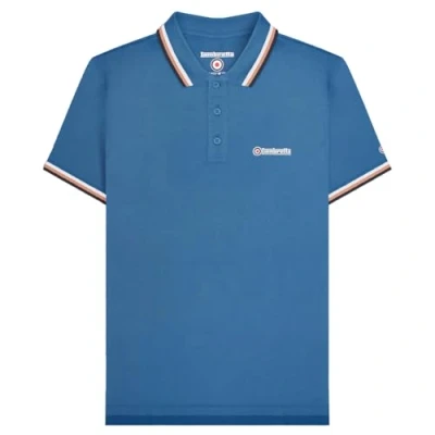 Image of Lambretta Mens Triple Tipped Polo Shirt Dark Blue (White/Cork/Navy) M
