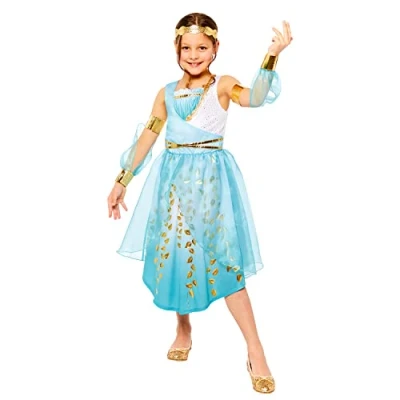 Image of Amscan 9916089 Girls Curriculum Venus Goddess Deluxe Historical Costume, Blue, 6 8 Years