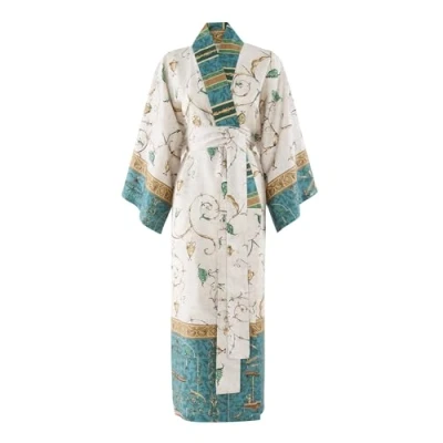 Image of Bassetti Oplontis 9331461 Kimono Made of 100% Cotton Satin in Green v.2, Size: S M