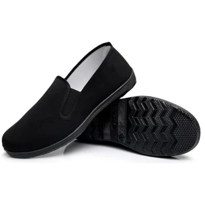 Image of Kung Fu Canvas Shoes Tai Chi Wushu Gongfu Footwear for Traditional Chinese Martial Arts Unisex Flexible Slippers, Black, 9 UK