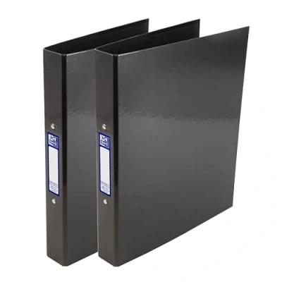 Image of Oxford Premium A4 Ring Binders, Charcoal Black 2 Pack Folders 40mm