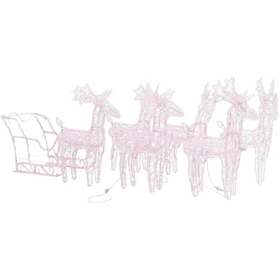 Image of vidaXL Reindeers &amp; Sleigh Christmas Decoration 320 LEDs Acrylic