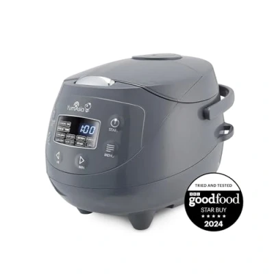 Image of Yum Asia Panda Mini Rice Cooker With Ninja Ceramic Bowl and Advanced Fuzzy Logic (3.5 cup, 0.63 litre) 4 Cooking functions, Multicooker LED display, 220 240V (Cobalt Grey)