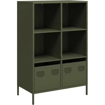 Image of vidaXL Highboard Olive Green 68x39x103.5 cm Steel