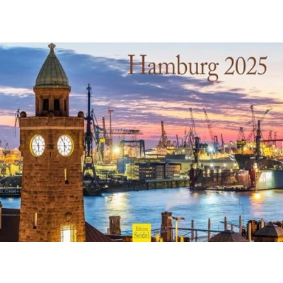 Image of Edition Seidel Premium Calendar Hamburg 2025 Format DIN A3 Wall Germany North Port Elbe Alster Metropolis Skyline