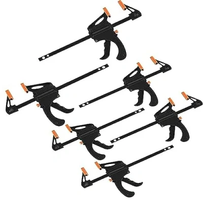 Image of NTEK Clamps for Woodwork Set, Quick Grip and Ratchet Release Ideal Wood Clamp Woodworking Heavy Duty Bar Set One Handed (Pack of 6)