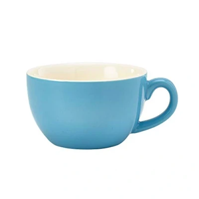 Image of Genware Royal Bowl Shaped Cup Blue 8.75oz / 250ml Porcelain Cappuccino Coffee Cups