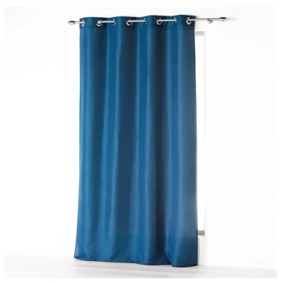 Image of Douceur d&#039;Intérieur Absolu Microfibre Curtain with Eyelets, Plain, polyester, indigo, 140 cm x 260