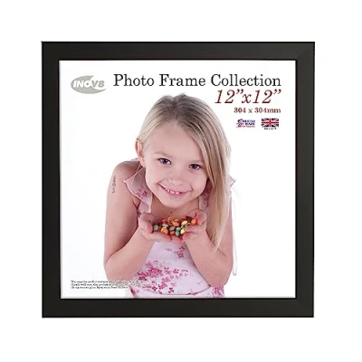 Image of Inov8 British Made Real Wood Picture/Photo Frame 12x12&quot; Inch(30x30cm) Auckland 20mm Pine Black