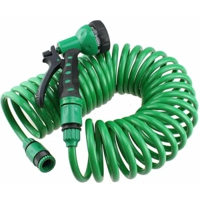 Image of MantraRaj 10M 15M 30M Garden Hose Pipe Expandable Coil Spray Gun Hosepipes 5 Function Reel Water Nozzle Plant &amp; Flower Watering Patio Decking Cleaning (30 Meters)