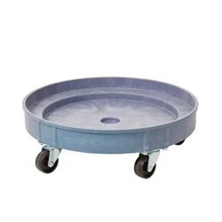 Image of Plastic Drum Dolly; Holds 1 x 210L; 600mm dia; Grey