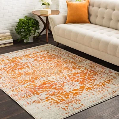 Image of Livabliss Syracusa Vintage Rug Area Rugs Living Room 160x220 cm, Dining Floor, Kitchen, Traditional Multicoloured Boho Rug, Easy Care Pile, Bohemian Large Burnt Orange, Beige