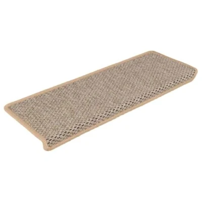 Image of vidaXL Light Beige Stair Mats Self Adhesive, Sisal Look Fabric, 65x21x4 cm Washable and Durable Pack of 15