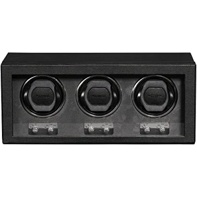 Image of ROTHWELL Triple Watch Winder for Automatic Watches with Quiet Motor Multiple Speeds and Rotation Settings (Black/Grey)