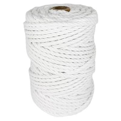 Image of Macrame Cord. 100% Natural Cotton Rope for Crafts, Toys, Decorations, Packaging, Gardening. 6MM * 45M. White.
