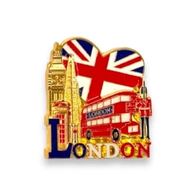 Image of London Souvenirs Metal Fridge Magnets British Union Jack England Magnet Bottle Opener (1, Gold UJ Heart)