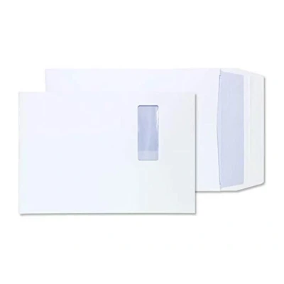 Image of Blake Envelopes Purely B4 250 x 350 25 mm soufflet Patte autocollante Fenêtre Enveloppe Blanc Lot de 125