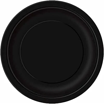 Image of Midnight Black Solid Round Paper Dessert Plates (17cm) 8 Count Vibrant for Parties and Events, Perfect Appetizers, Snacks, Desserts