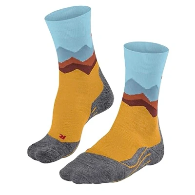 Image of FALKE Women&#039;s TK2 Explore Crest W SO Wool Thick Anti Blister 1 Pair Hiking Socks, Yellow (Lemonade 1301), 7 8