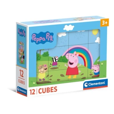Image of Clementoni Jigsaw Puzzle Peppa Pig 12 Pieces Cube Supercolor For Children 3 5 Years, Cartoon, Gift Boy/Girls, Kids, Made In Italy, 41195