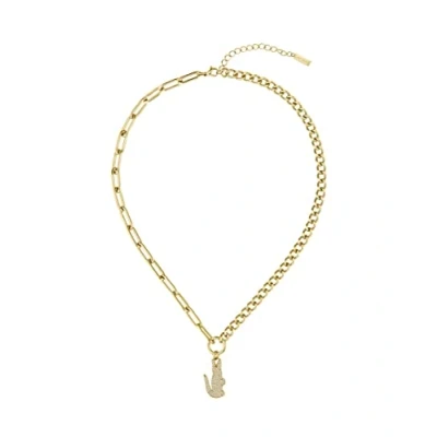 Image of Lacoste Crocodile Necklace goldcoloured, Women&#039;s, Size: One Size, Gold coloured