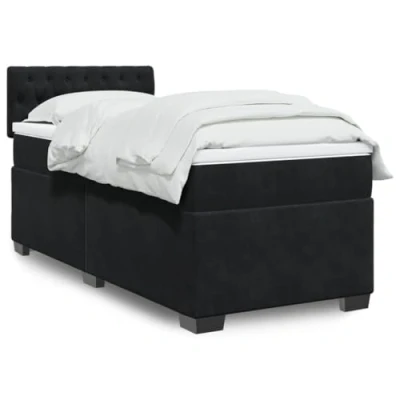 Image of vidaXL Box Spring Bed with Mattress Black 80x200 cm Velvet