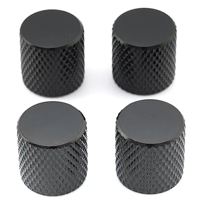 Image of Musiclily Metric 6mm Metal Guitar Flat Top Dome Knobs Volume Tone Control for Fender Telecaster Tele Electric Precision Bass, Black(4 Pcs)