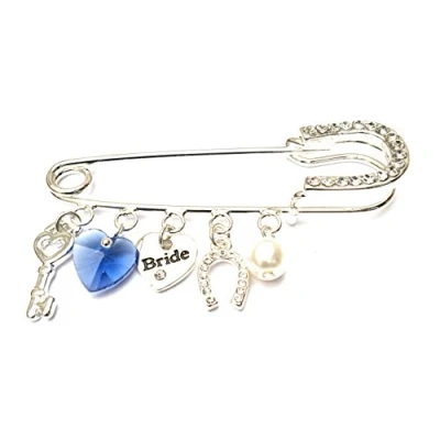 Image of Equilibrium Wedding Silver Plated &#039;Bridal Pin&#039; Keepsake Old New Borrowed Blue