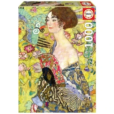 Image of Educa Lady with a Fan, Gustav Klimt 1000 Piece Puzzle for Adults. Measurements: 48 x 68 cm. Includes Glue Fix Puzzle. From 14 years old