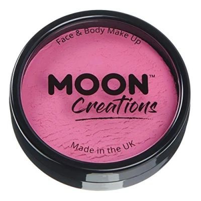 Image of Moon Creations Pro Face &amp; Body Makeup Bright Pink 36g Professional Colour Paint Cake Pots For Painting Kids, Adults, Fancy Dress, Festivals, Halloween
