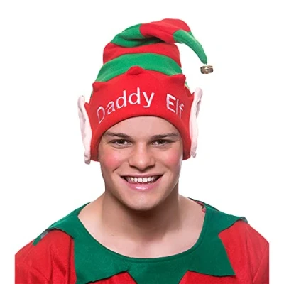 Image of Wicked Costumes Adult Christmas Elf Daddy Hat with Bell Santas Little Helper Fancy Dress Accessory Xmas … (Daddy Elf)