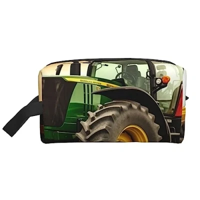 Image of Tractor Theme Printed Toiletry Bag Makeup Travel Large Capacity Wash Shaving Waterproof Cosmetic For Men Women, White, One Size