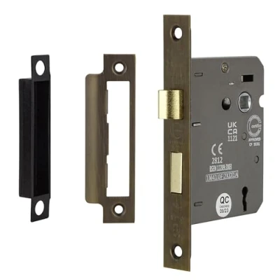 Image of Decoranddecor Sash Mortice Door Lock with Keys 2.5inc /64mm Antique Brass Fire Rated UKCA &amp; CE Approved
