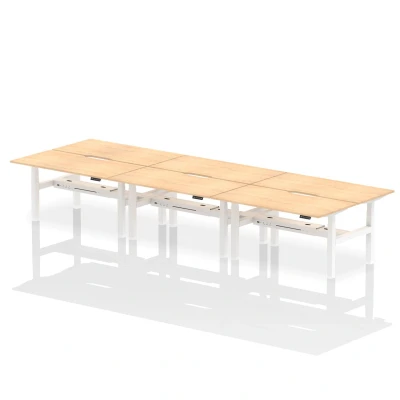 Image of Air B2B 1600x800 Adjustable 6P Bench Desk Scalloped Maple/White
