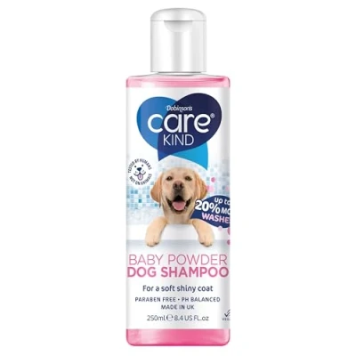 Image of baby Powder dog shampoo Carekind Professional grooming for smelly dogs with fresh scent, best puppy conditioner, Vegan pet (1x 250ml)