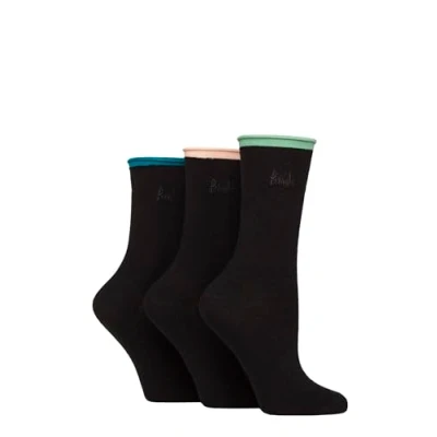 Image of Women&#039;s 3 Pair Pringle Rebecca Contrast Roll Top Socks Sage / Peach Teal 4 8