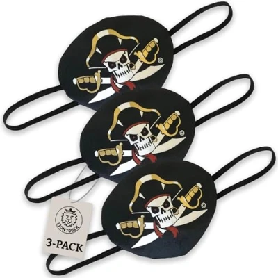 Image of Liontouch Pirate Eye Patch, 3 Pack Captain Cross Pretend Play Toy For Boy Toddlers with Skull Motive Dress Up, Fancy Dresses &amp; Costumes Kids Sailing the Caribbeans