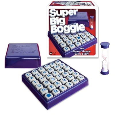 Image of Winning Moves Super Big Boggle with 6x6 Grid and 36 Letter Cubes Games USA, The Biggest Game Ever, 4 Minute Sand Timer, for 2 or More Players, Ages 8+ (1165)