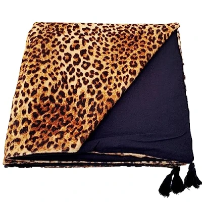Image of Ragged Rose 140 cm x 180 Throw Blanket Pom Made of Cotton Velvet with Pompom Trims on Sides Versatile for Sofa &amp; Bed