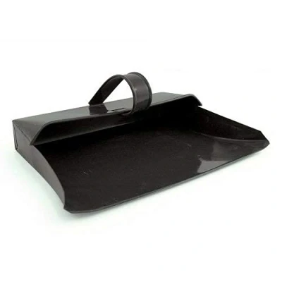 Image of Srendi® Large Strong Metal Dustpan and Brush Set Soft or Stiff Black Dust Ash Pan Coco Fibre Hand Heavy Duty Solid FSC Wood Sweeping Scrubbing Wooden Brushes (Dustpan Only)
