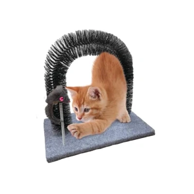 Image of Cat Kitten Massaging Scratching Scratcher Pet Arch Self Grooming Groomer Soft Comfortable Bristles Play Nip Animal Luxury Cute, Catnip , Toy for extra fun
