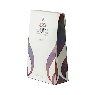 Image of FocusT Aura Herbal Tea Caffeine Free Mental Alertness Focus &amp; Concentration Tea: 20 Bags Functional 100% Natural Ingredients Vegan Cruelty Wellness