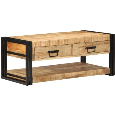 Image of vidaXL Coffee Table 90x50x38 cm Solid Rough Wood Mango