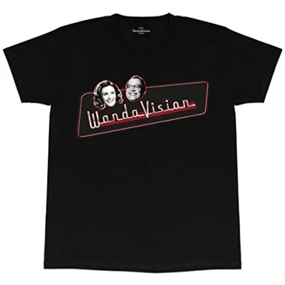 Image of Marvel WandaVision Character Faces Boyfriend Fit T Shirt, Womens, S 5XL, Black, Official Merchandise