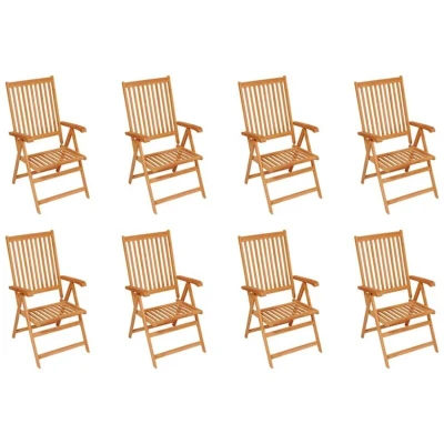 Image of vidaXL Reclining Garden Chairs 8 pcs Solid Teak Wood