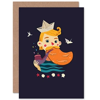 Image of Wee Blue Coo Nautical Boy Sailor Greetings Card