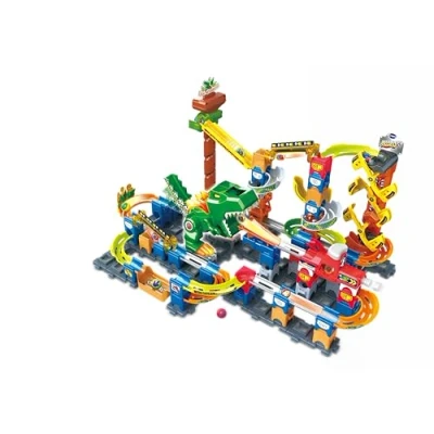 Image of VTech Marble Rush Magentic Dino Adventure, Construction Set for Kids, 10 Marbles &amp; 100 Building Pieces, Toy, Dinosaur Run with Light Sound Effects 4, 5, 6 Years + English Version